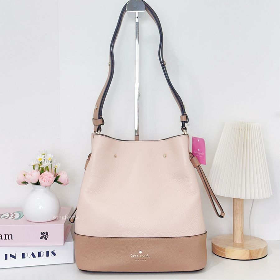 Kate Spade|KS 荔枝皮 拼色 兩用 水桶包-1