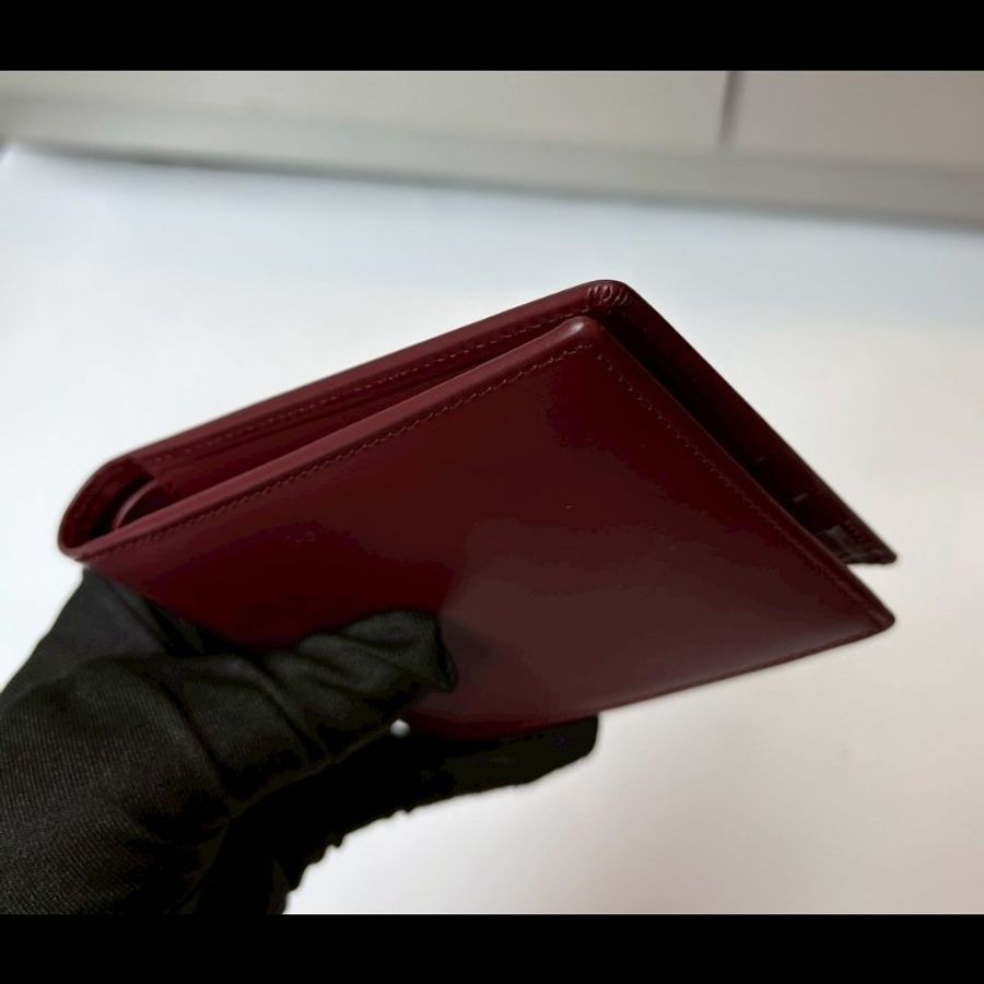 Cartier 酒紅皮革短夾-4