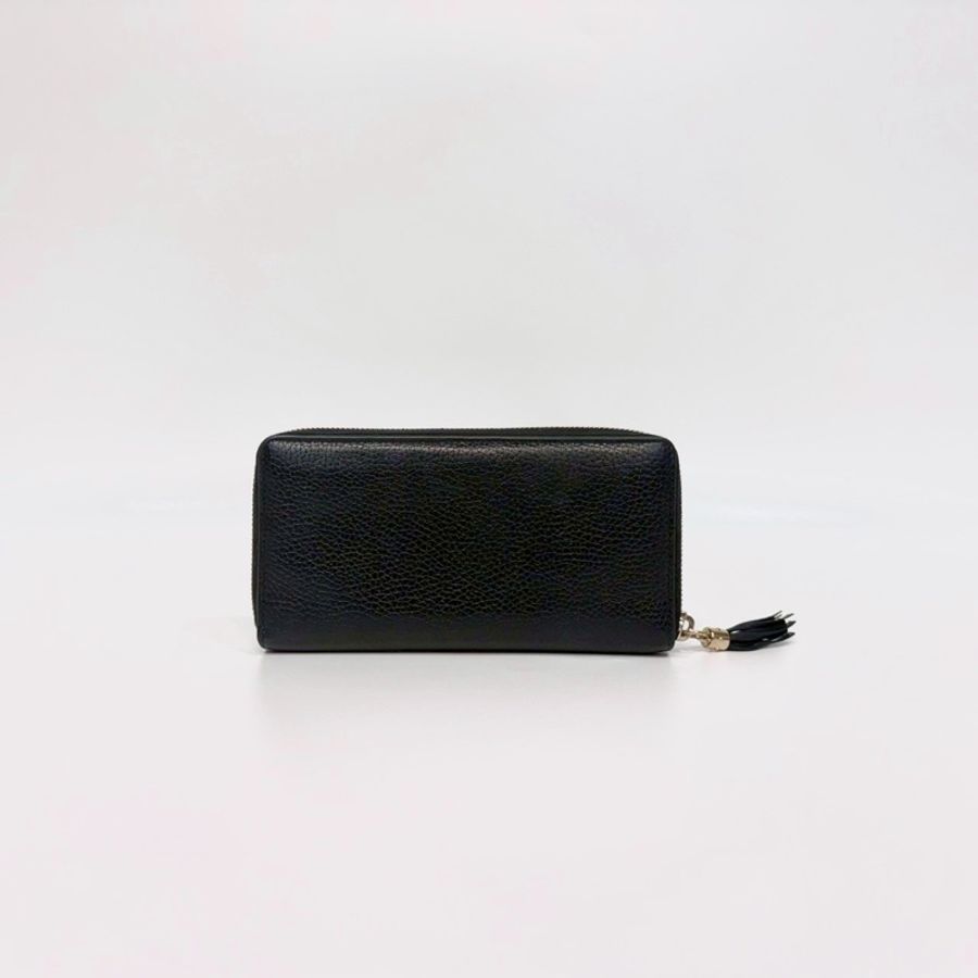 GUCCI黑色牛皮SOHO流蘇ㄇ拉鍊長夾598187-1
