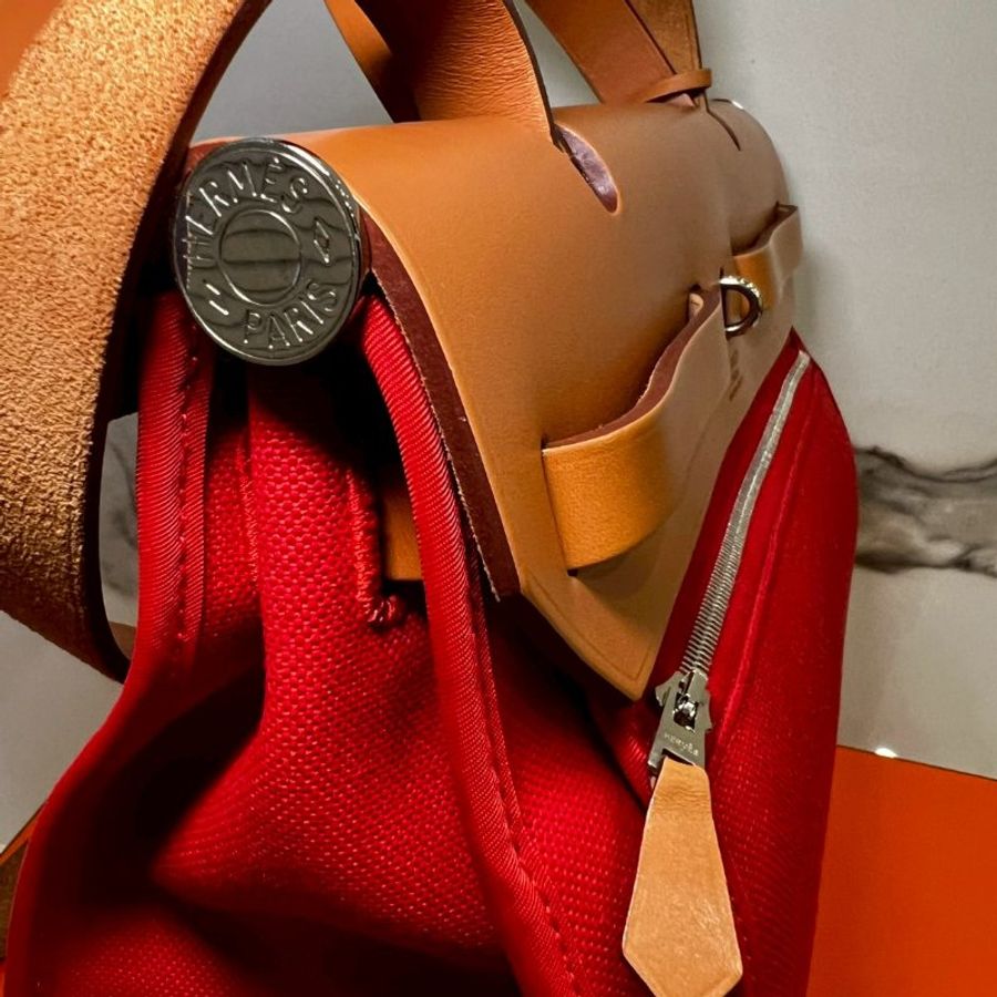 Hermès 愛馬仕 98成新HERBAG ZIP 31 AJ番茄紅 X刻 (購證盒全)-2