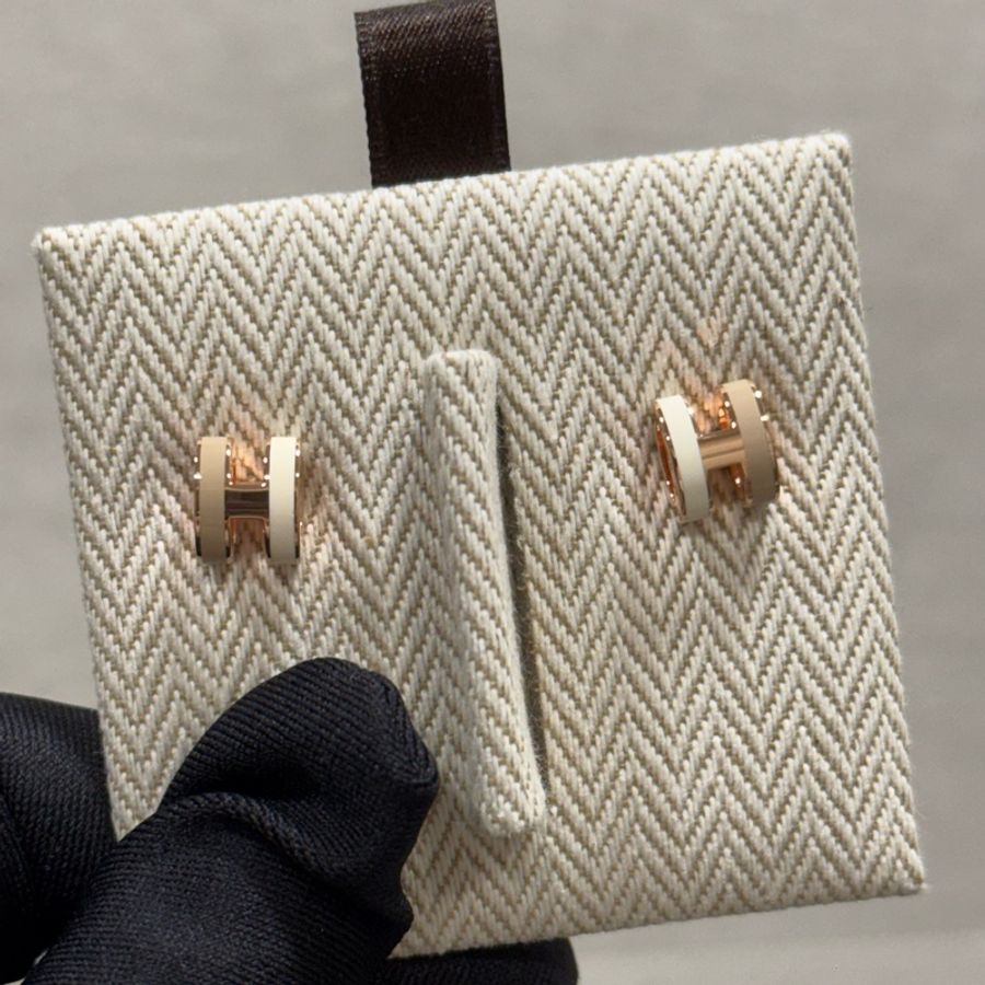Hermes Mini Pop H拼色玫瑰金耳環-0