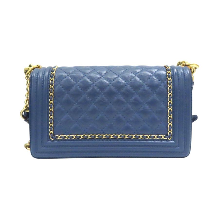 藍色 牛皮 Boy25 金鏈 肩背包 A67086【CHANEL 香奈兒】 A67086-1