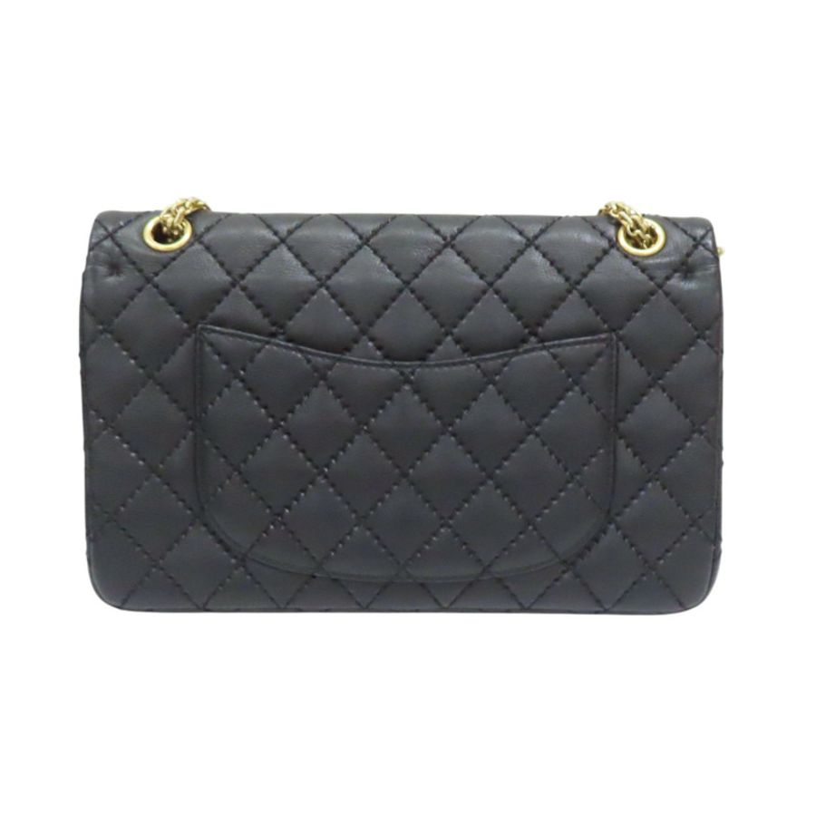 黑色菱格紋皮革 2.55 28CM 金鍊肩背 【CHANEL 香奈兒】 A37587-1