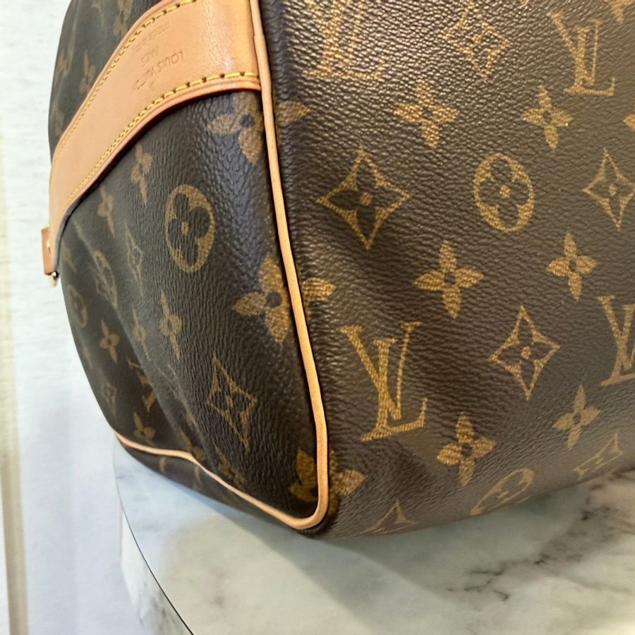 LV 原花金釦Keepall 50手提斜背旅行袋M41416-15