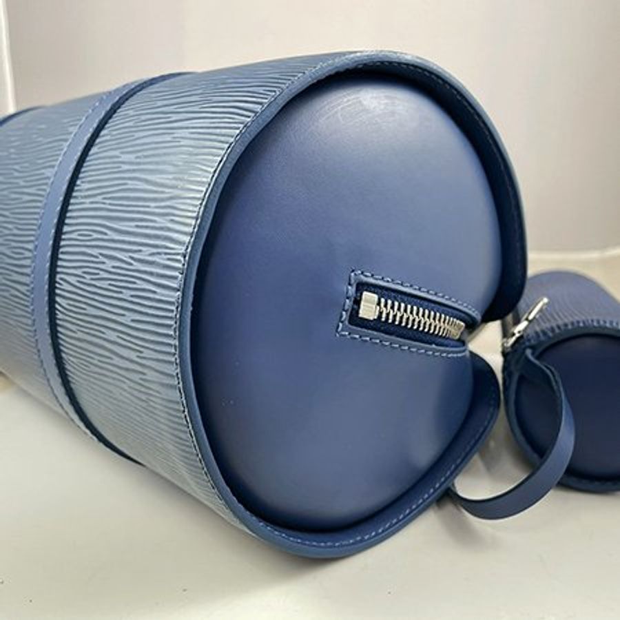 *奢華大道國際精品＊【L3286】 LV藍色EPI牛皮SOUFFLOT子母圓桶包 M52225-4