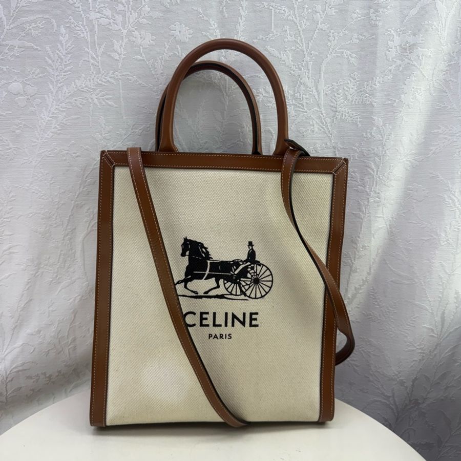Celine 馬車Logo 印花帆布 手提袋/ 斜孭袋-0