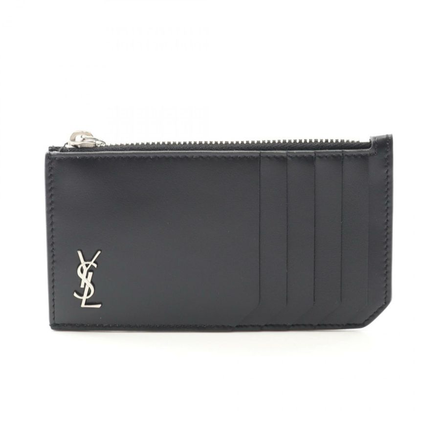 SAINT LAURENT PARIS TINY MONOGRAM 零錢包 6298991JB0E1000 黑色皮革 全新 男女通用-0