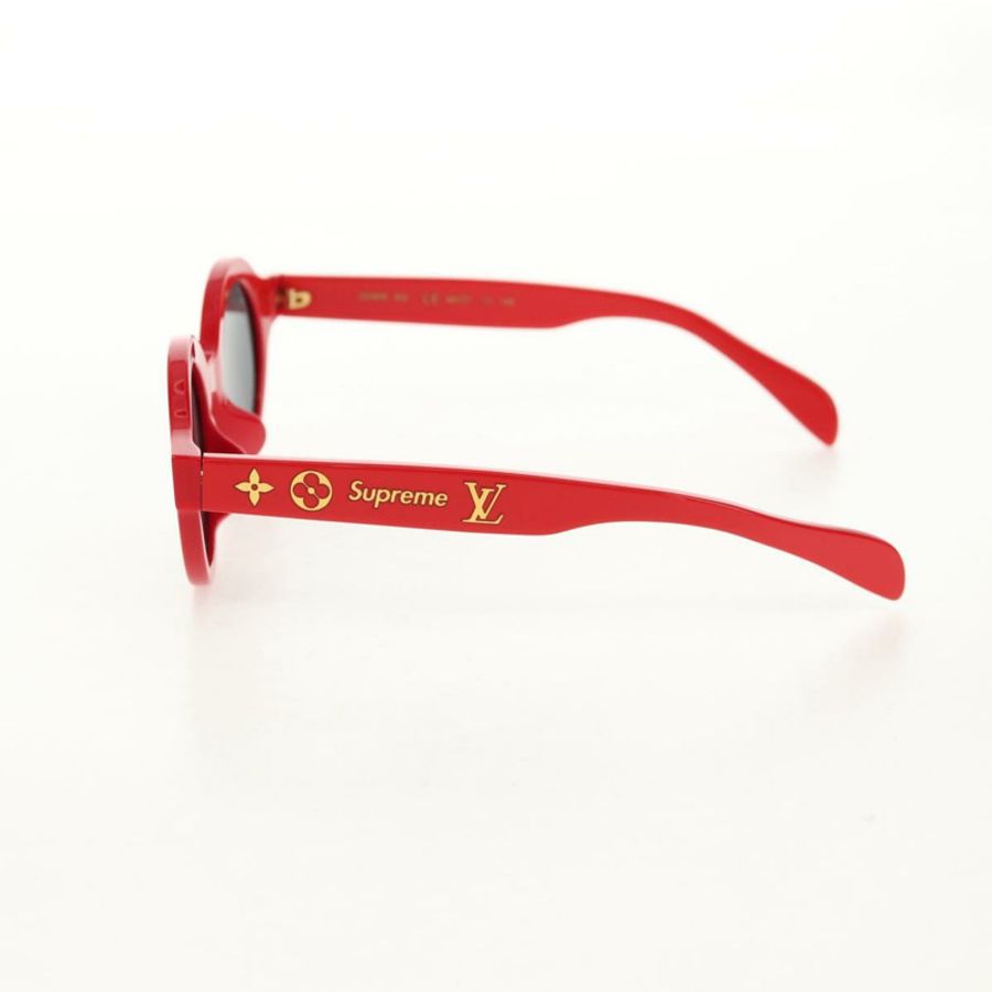【日本直送】路易威登 LV × Supreme 聯名款太陽眼鏡，紅色塑膠鏡框，LV 正品，貨號 128513M-2
