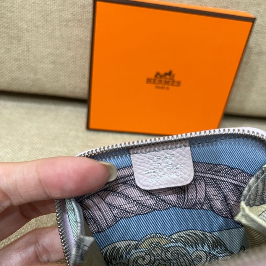 (全新) Hermes Silk’In 絲巾零錢包 夢幻紫/駿馬-6