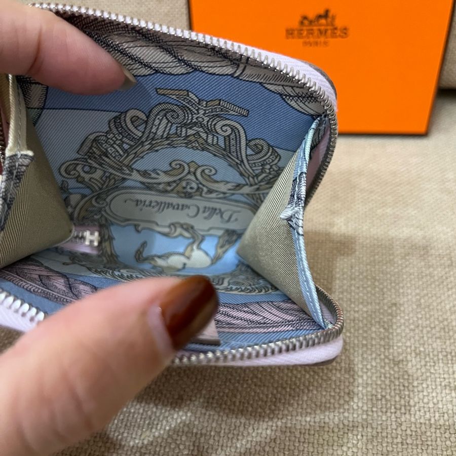 (全新) Hermes Silk’In 絲巾零錢包 夢幻紫/駿馬-7