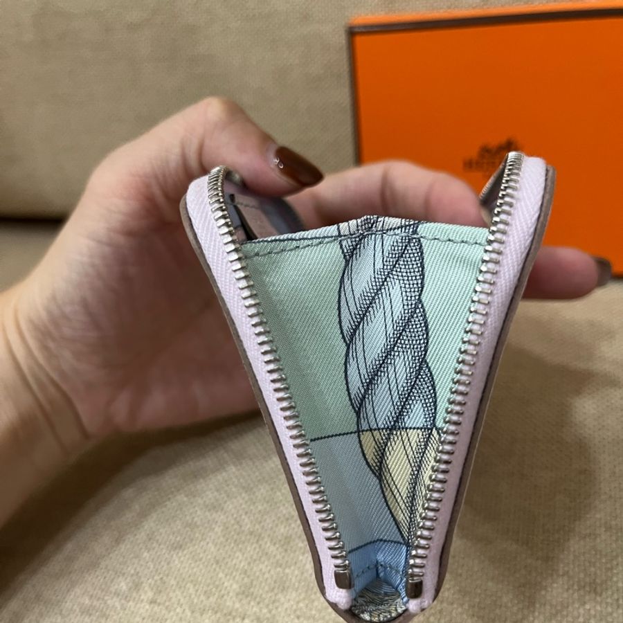 (全新) Hermes Silk’In 絲巾零錢包 夢幻紫/駿馬-8