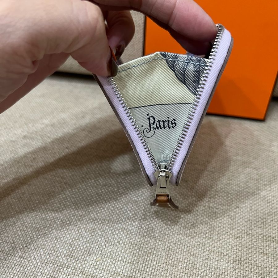 (全新) Hermes Silk’In 絲巾零錢包 夢幻紫/駿馬-9