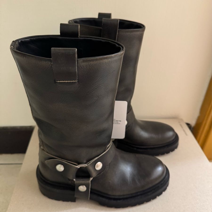 Golden goose GGDB kurt 皮帶扣作舊風機車中筒靴 36碼-5