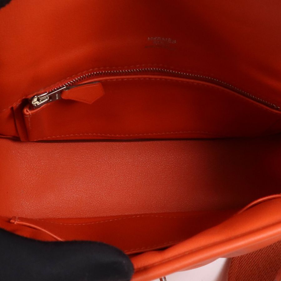 HERMES Swift皮革Berline 21 Mini銀扣肩背袋Rouge Casaque-14