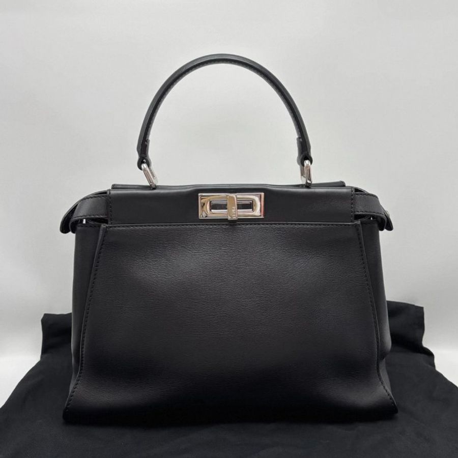 FENDI 黑銀Peekaboo手提肩背斜背包34*24*12 98新配件塵袋-1