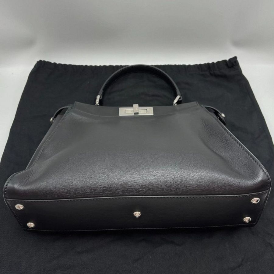 FENDI 黑銀Peekaboo手提肩背斜背包34*24*12 98新配件塵袋-2