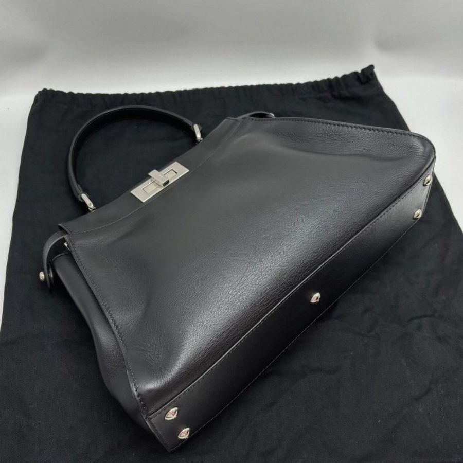 FENDI 黑銀Peekaboo手提肩背斜背包34*24*12 98新配件塵袋-3