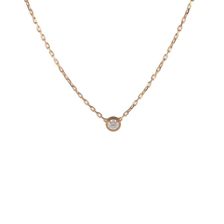 Cartier 18K黃金鑽石黃金Amour飛碟項鏈單鑽9分小號款18K/項鍊-0