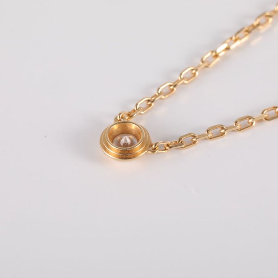 Cartier 18K黃金鑽石黃金Amour飛碟項鏈單鑽9分小號款18K/項鍊-2