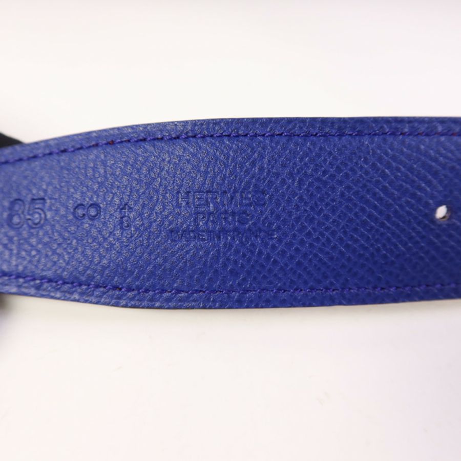 HERMES 【激減優惠】Epsom皮革Collier de Chein Belt銀扣皮帶-6