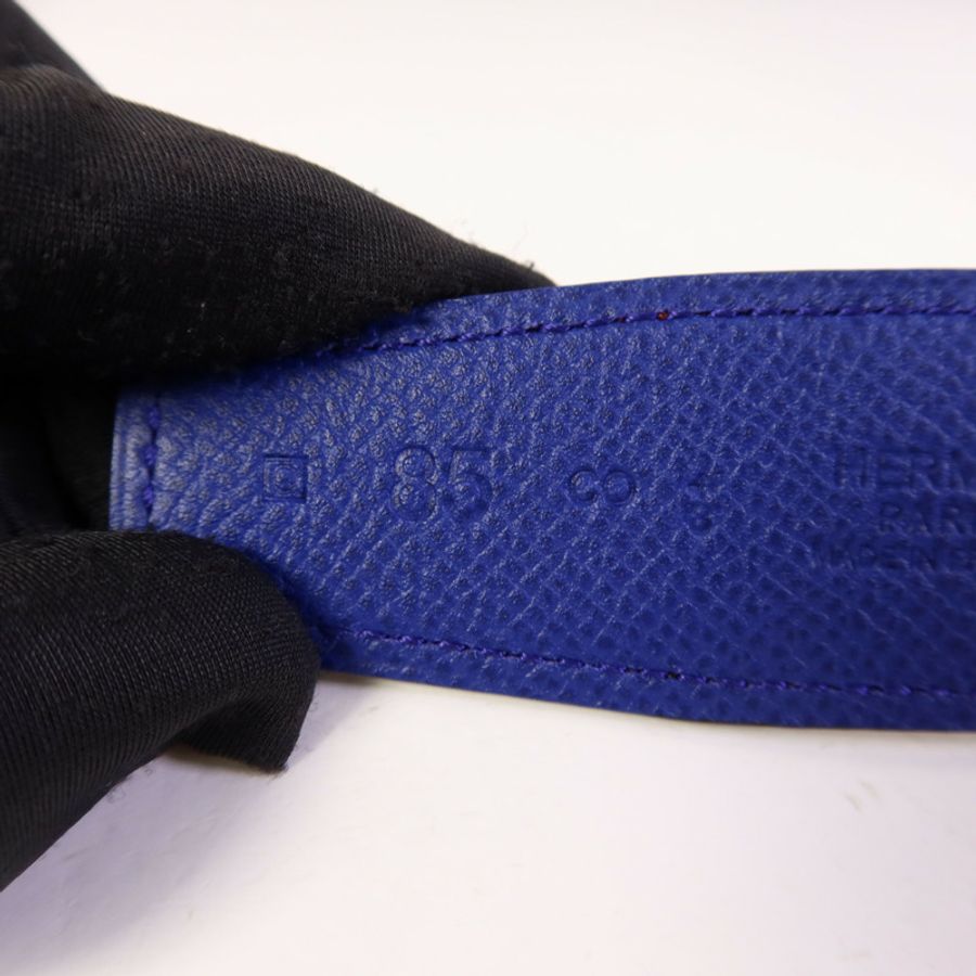 HERMES 【激減優惠】Epsom皮革Collier de Chein Belt銀扣皮帶-7
