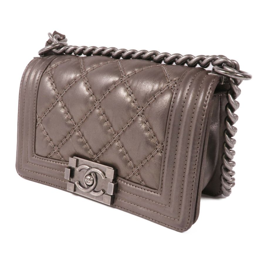 CHANEL 【激減優惠】牛皮皮革Boy 20 Chain Shoulder Bag銀扣鏈帶肩背袋-2