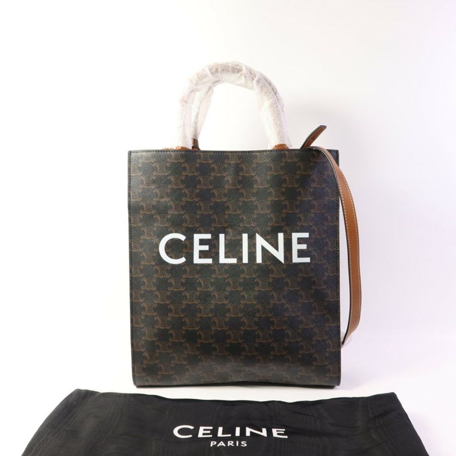 CELINE 【激減優惠】塗層帆布Triomphe Cabas Tote Bag金扣手挽肩背兩用袋-13