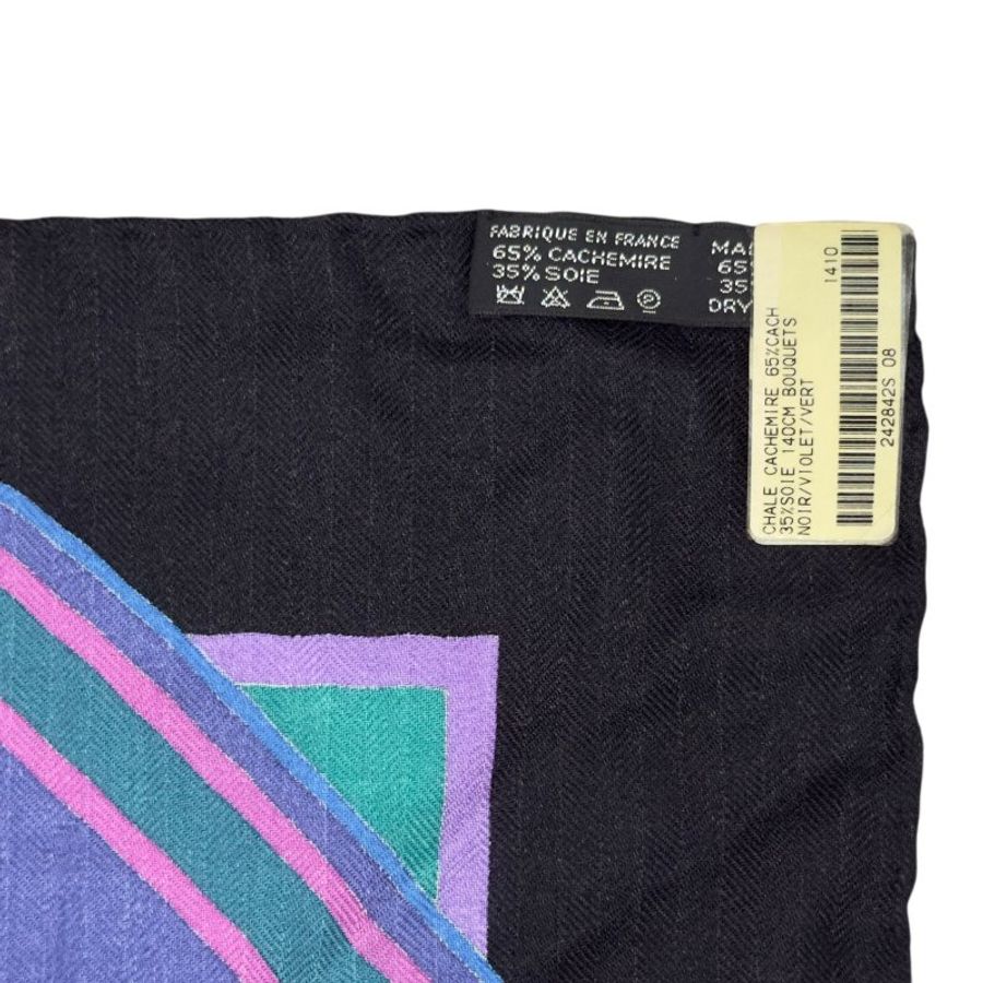 HERMES Bouquets Sellier shawl 140 鞍具花束 羊絨 圍巾-5