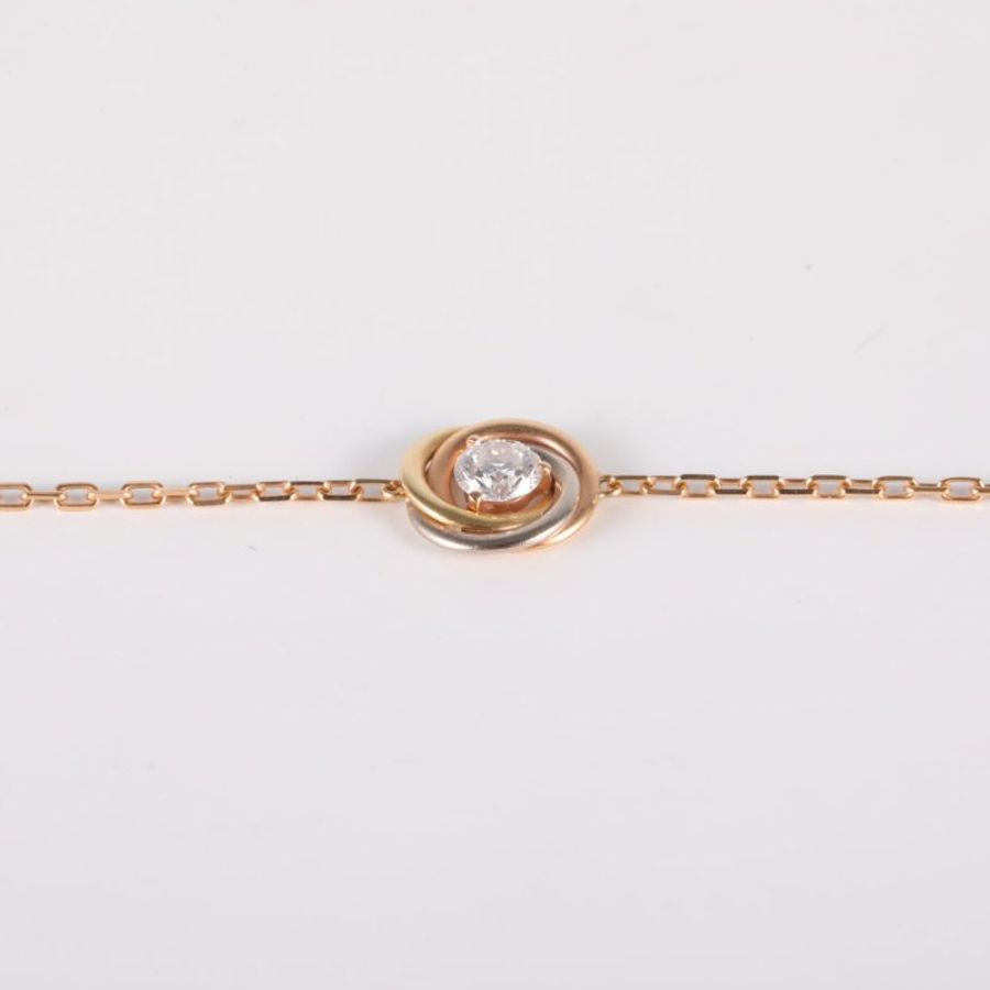 Cartier 18K黃金18K白金18K玫瑰金鑽石Trinity三環手鏈///手鍊/手環-2