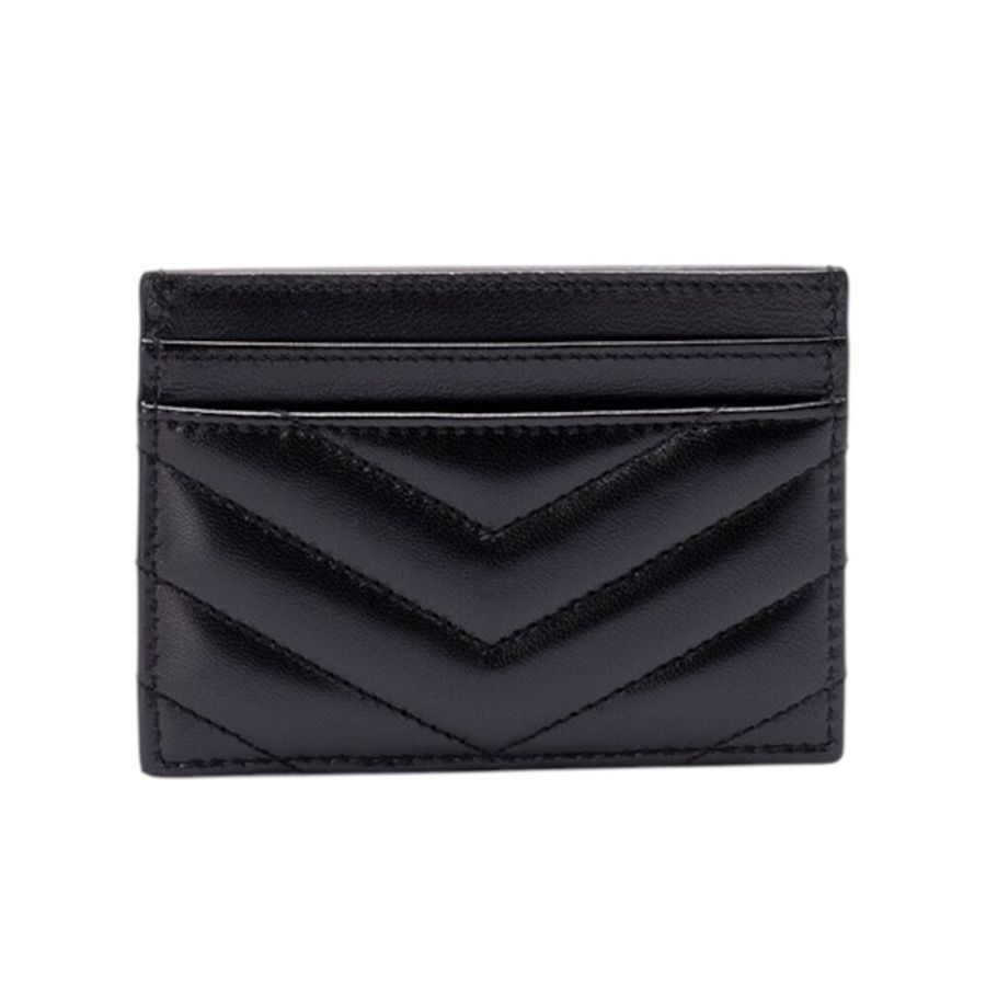 【YSL】SAINT LAURENT Cassandre Matelasse 絎縫 小羊皮 證件夾 名片夾 卡夾 卡片套 黑色 金色 423291-2