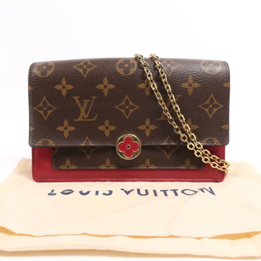 LOUIS VUITTON Monogram Portefeuille Flore金扣鏈帶肩背袋-12