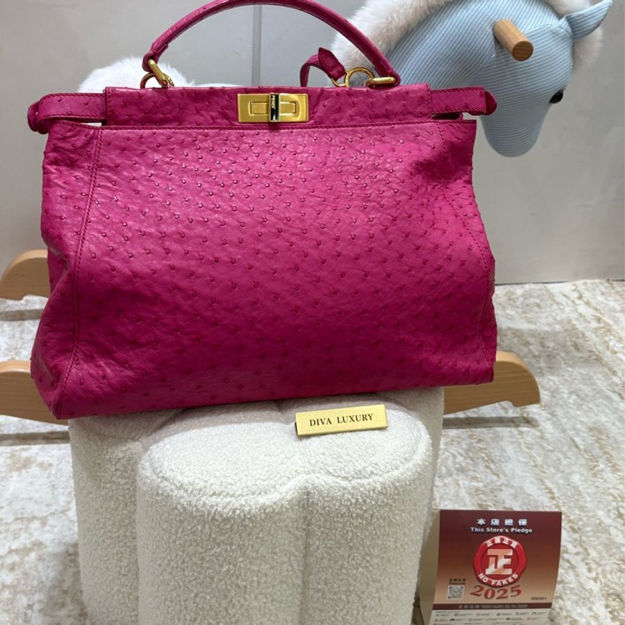 Fendi Peekaboo 極罕有 鴕鳥皮 二手like new❤️🔥-0