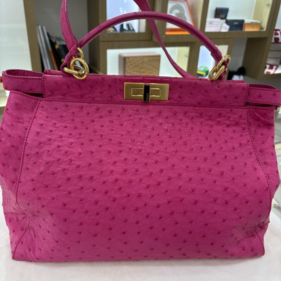 Fendi Peekaboo 極罕有 鴕鳥皮 二手like new❤️🔥-10