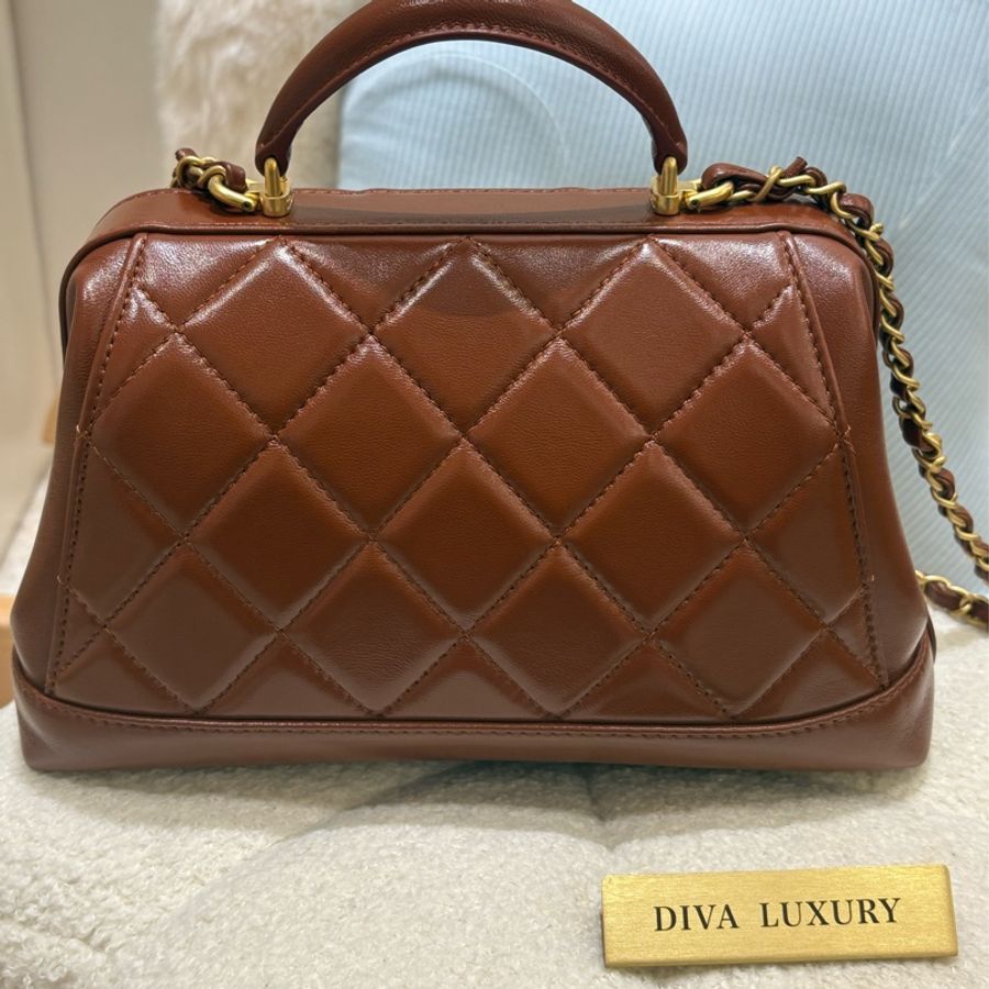 Chanel 24a Doc Bag 焦糖棕色🧸 二手like new-9