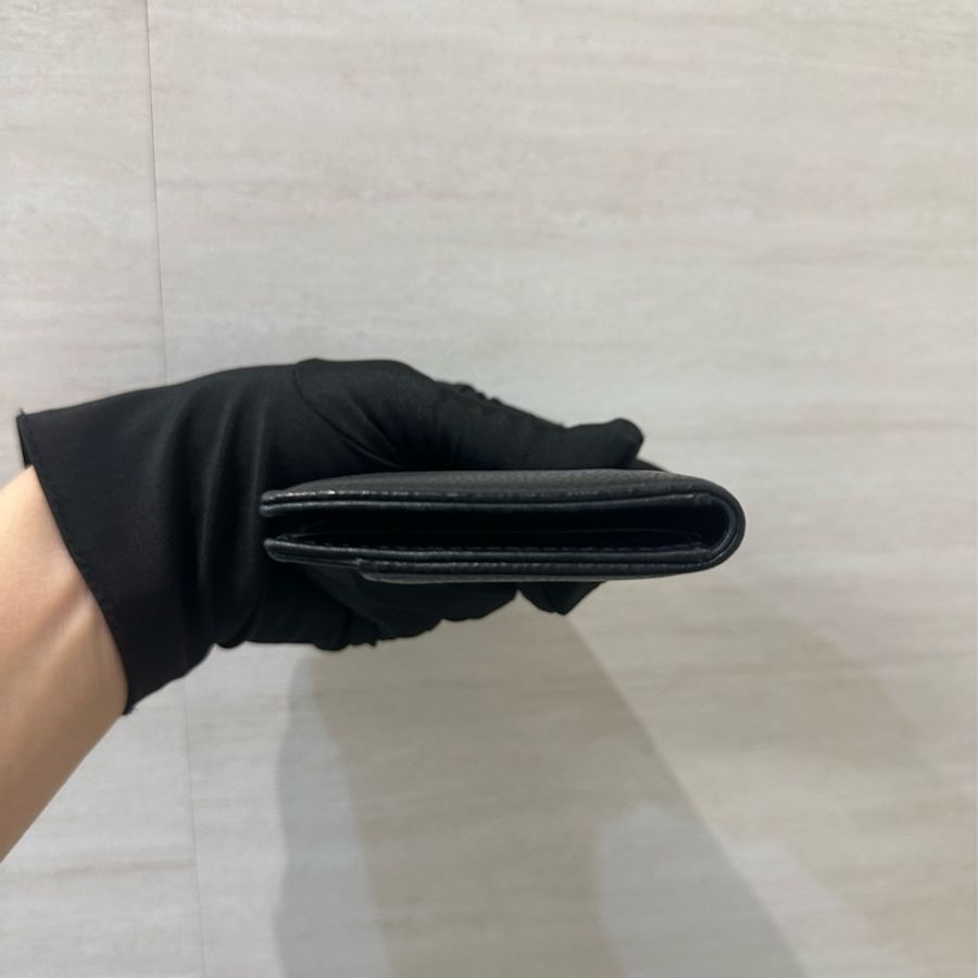 Chanel 黑荔枝牛皮對開2卡卡夾-4