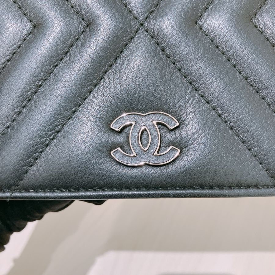 TK1873 Chanel 香奈兒黑色羊皮WOC A84444 Fringe Wallet On Chain Chevron Lambskin-57