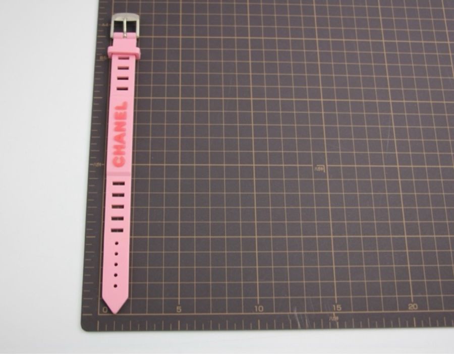 Chanel Vintage 99P 橡膠粉色配桃色字手帶-17