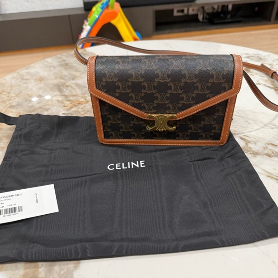 Celine (大款)經典老花信封包 Enveloppe Thriompe WOC包 肩背包-7