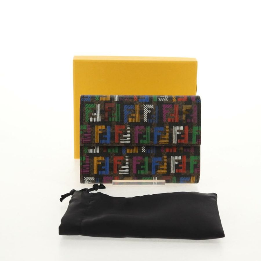 【日本直送】FENDI Zucca帆布三折皮夾 多色金色 正品 145553V-11
