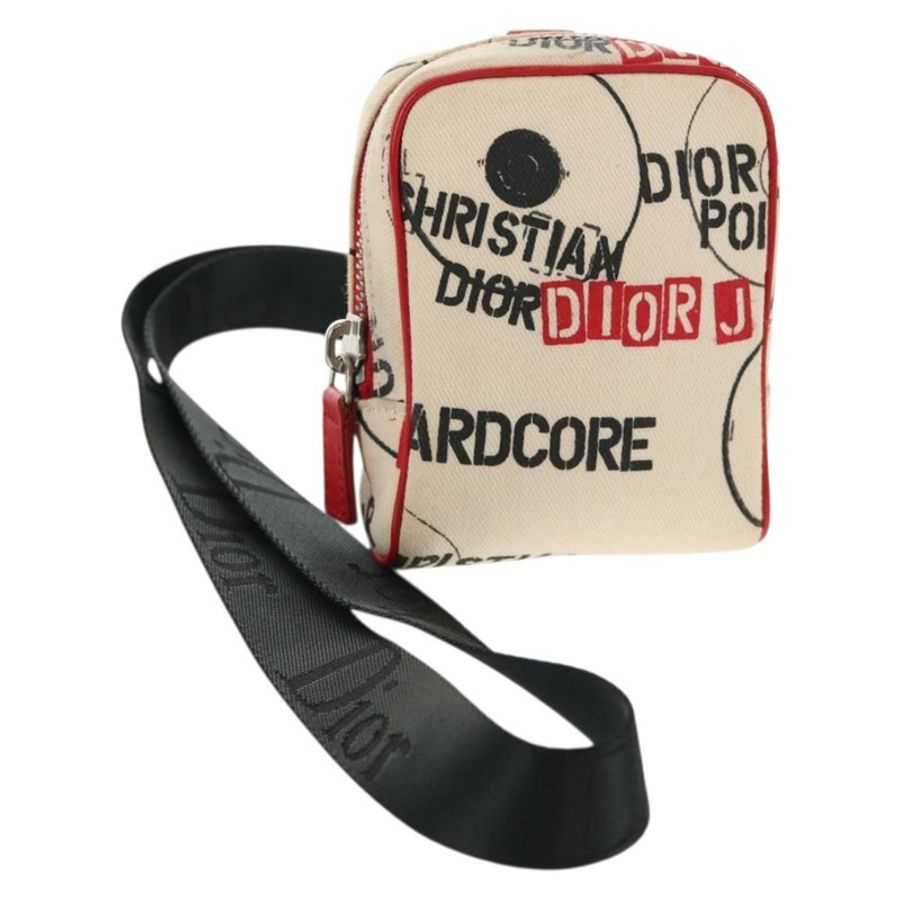 【日本直送】Christian Dior Hardcore 帆布手拿包 白色 紅色 正品 143024V-0