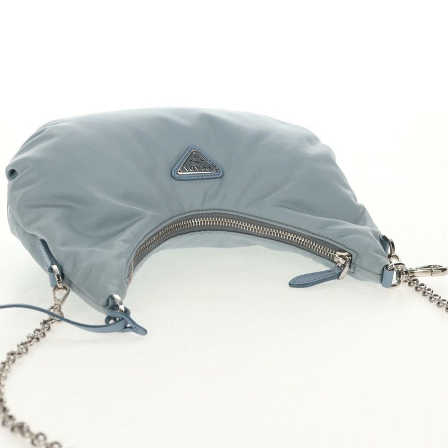 【日本直送】PRADA 尼龍鏈單肩包 淺藍色 銀色 正品 145974M-5