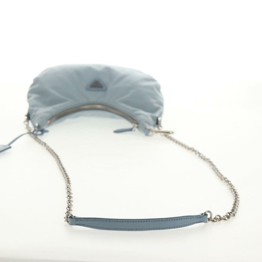 【日本直送】PRADA 尼龍鏈單肩包 淺藍色 銀色 正品 145974M-6