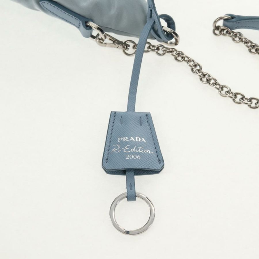 【日本直送】PRADA 尼龍鏈單肩包 淺藍色 銀色 正品 145974M-8