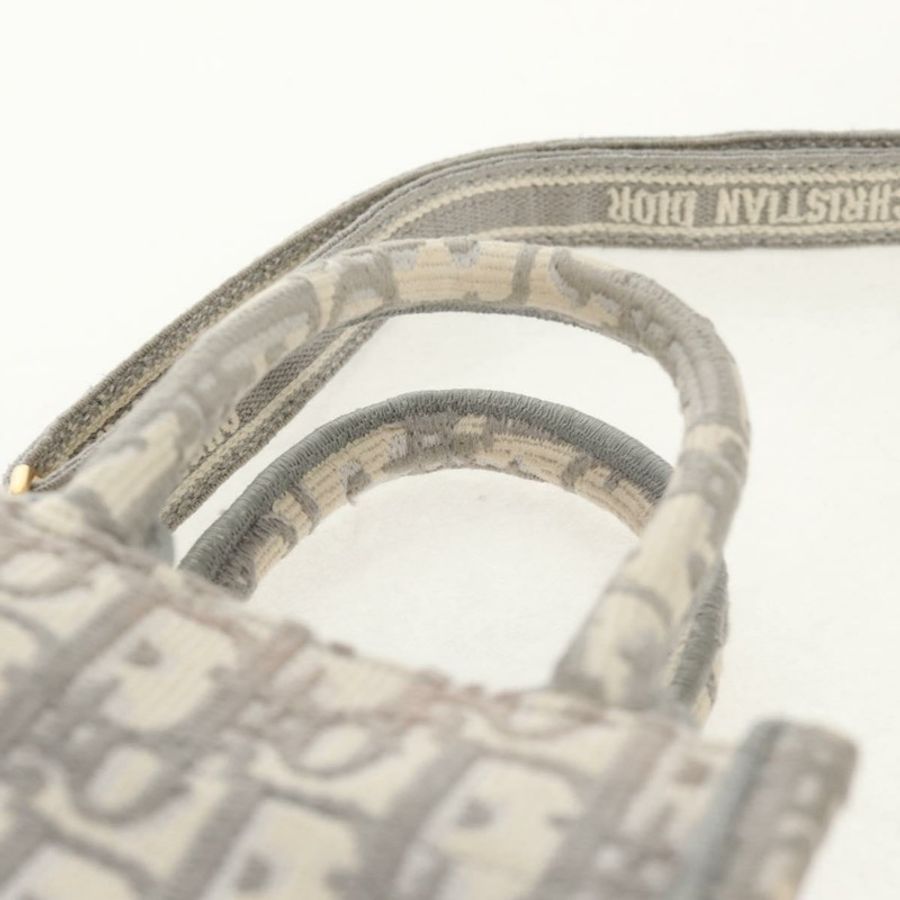 【日本直送】Christian Dior Oblique Book 手提單肩包 帆布 灰色 金色 正品 129785M-13