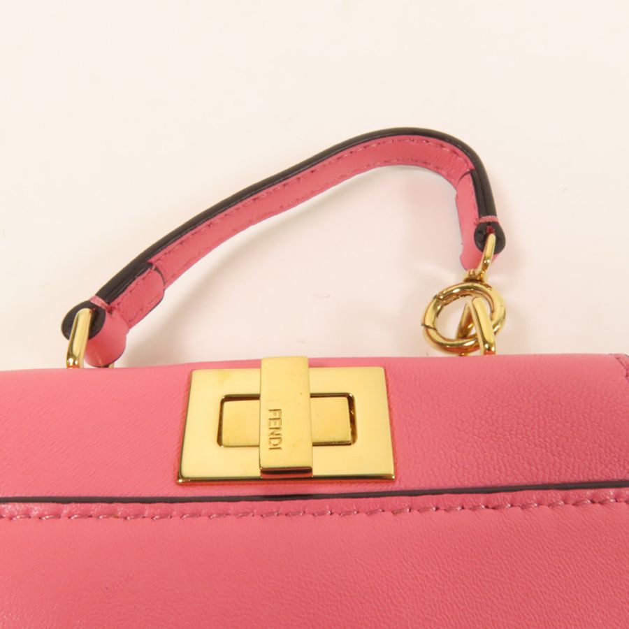 FENDI 牛皮皮革Micro Peekaboo金扣肩背袋-6