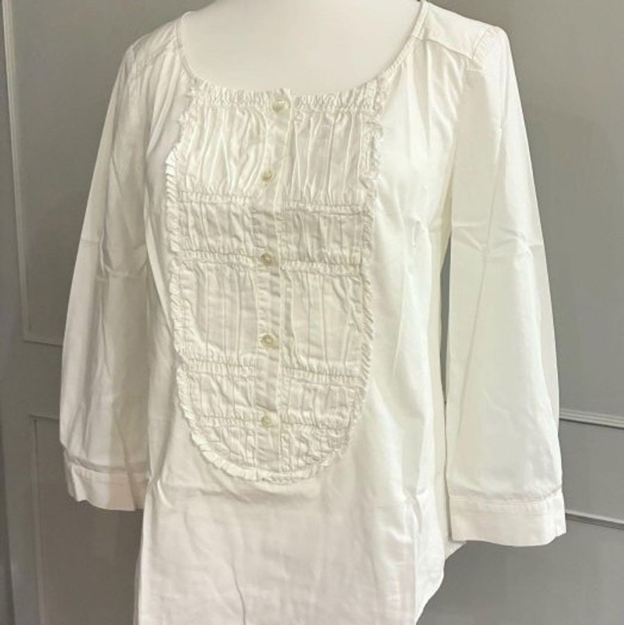 《新歡舊愛》正品Miu Miu 白色八分袖造型休閒上衣S-3