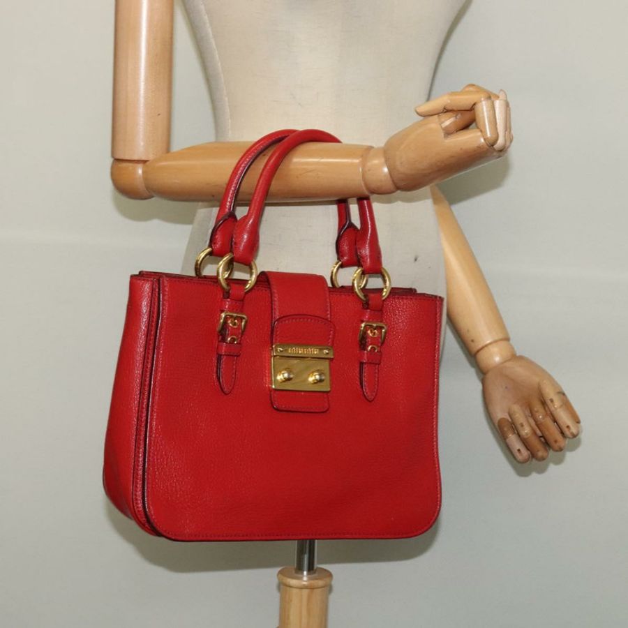 【日本直送】Miu Miu 手提包 皮革 紅色 金色 正品 bs29282-26
