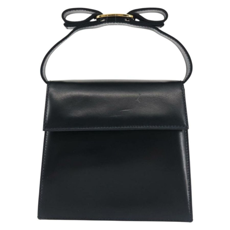 【日本直送】Salvatore Ferragamo Vala 手提包 皮革 海軍藍 金色 正品 142756-12