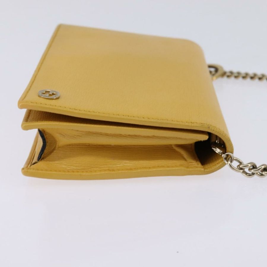 【日本直送】GUCCI 鏈條單肩包 皮革 黃色 354697 正品 142696-3