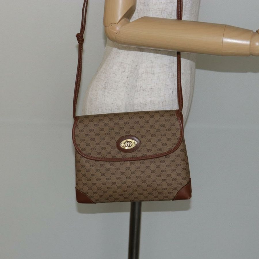 【日本直送】GUCCI Micro GG Supreme 單肩包 PVC 米色 金色 正品 143206-22